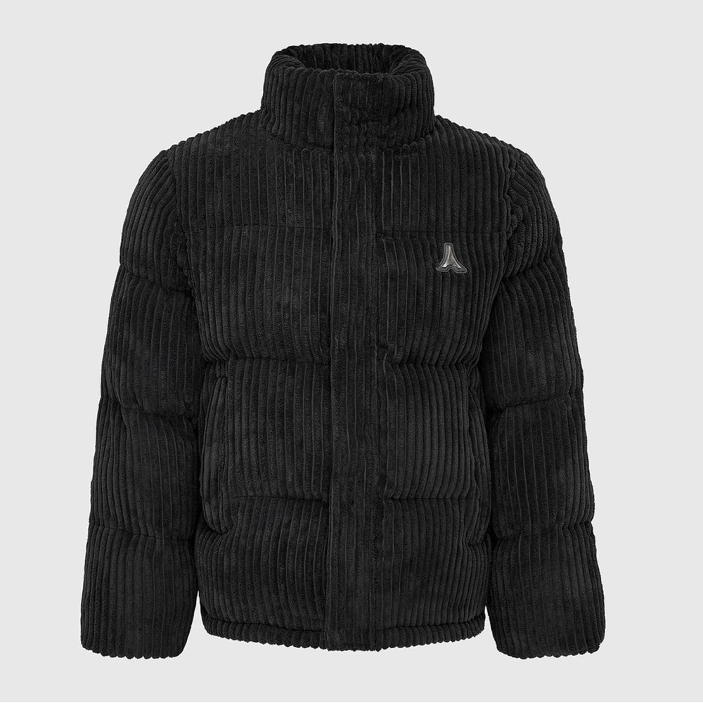 Maniere De Voir Ribbed Velour Puffer Jacket in Black. Size M. Worn once.